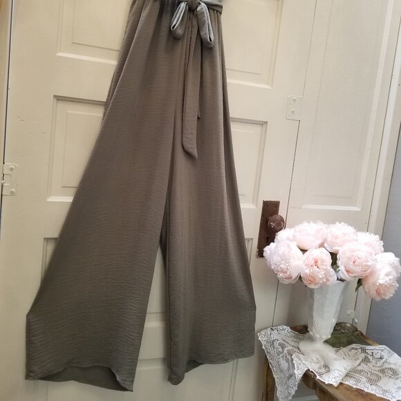 Mystree Jade Green Pantsuit Romper Overalls w/ Pocket & Belt - Picture 4 of 7